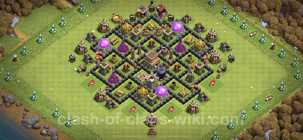 Anti GoWiWi / GoWiPe TH8 Base Plan with Link, Hybrid, Copy Town Hall 8 Design 2023, #129