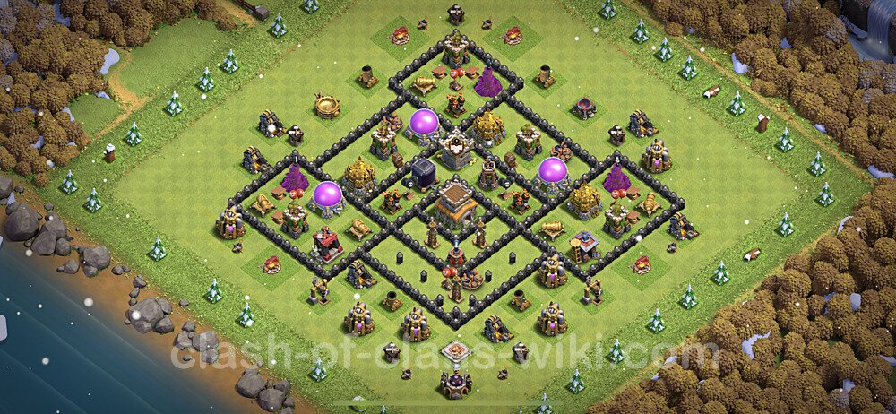 TH8 Anti 3 Stars Base Plan with Link, Copy Town Hall 8 Base Design 2023, #133