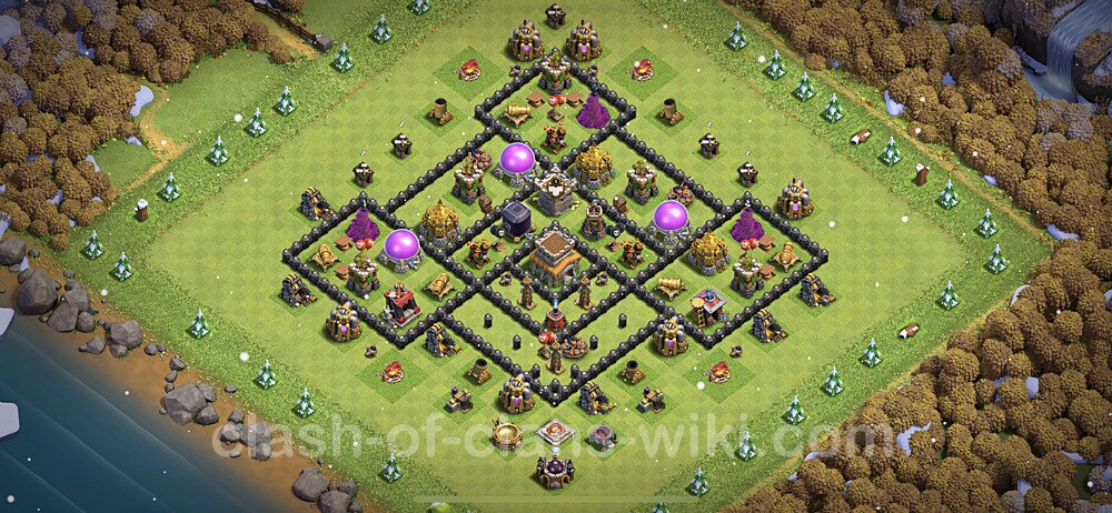 TH8 Trophy Base Plan with Link, Anti Air / Dragon, Copy Town Hall 8 Base Design 2023, #136