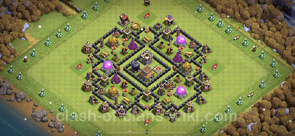 TH8 Trophy Base Plan with Link, Anti 2 Stars, Anti Everything, Copy Town Hall 8 Base Design 2023, #137