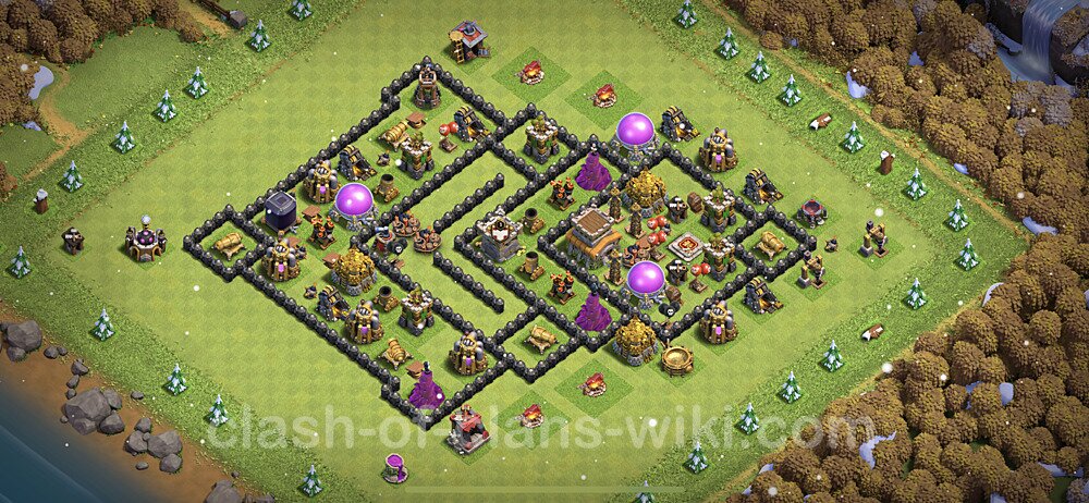 TH8 Trophy Base Plan with Link, Anti Air / Dragon, Copy Town Hall 8 Base Design 2023, #138