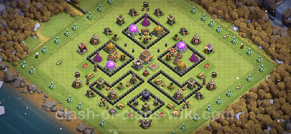 Anti Everything TH8 Base Plan with Link, Anti 3 Stars, Copy Town Hall 8 Design 2023, #142