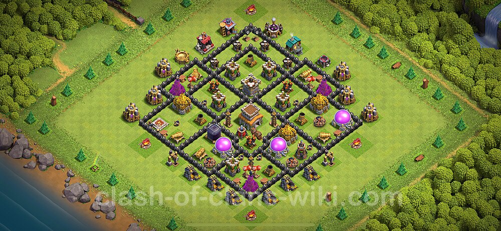 TH8 Anti 2 Stars Base Plan with Link, Hybrid, Copy Town Hall 8 Base Design 2024, #1875