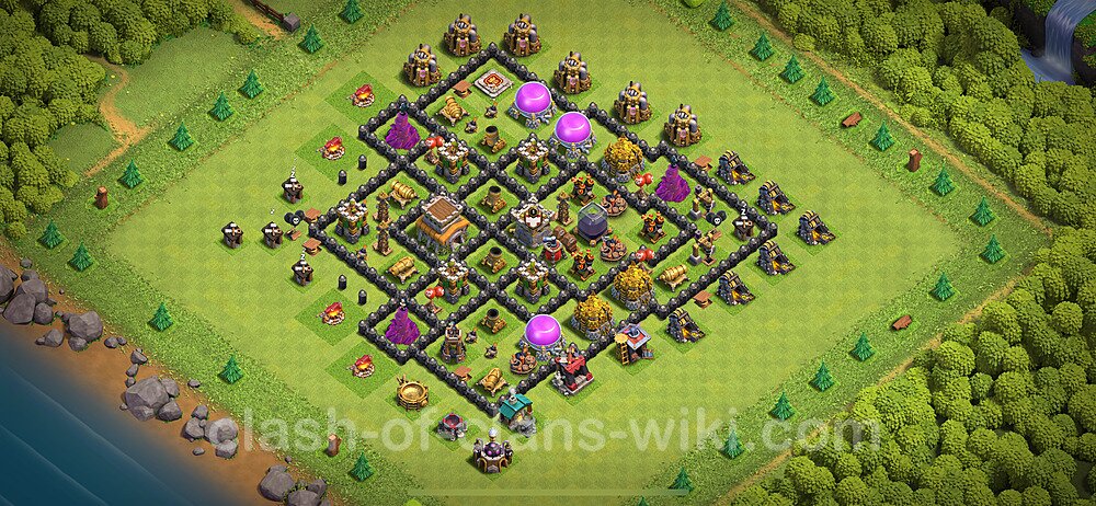 Full Upgrade TH8 Base Plan with Link, Hybrid, Copy Town Hall 8 Max Levels Design 2024, #2163