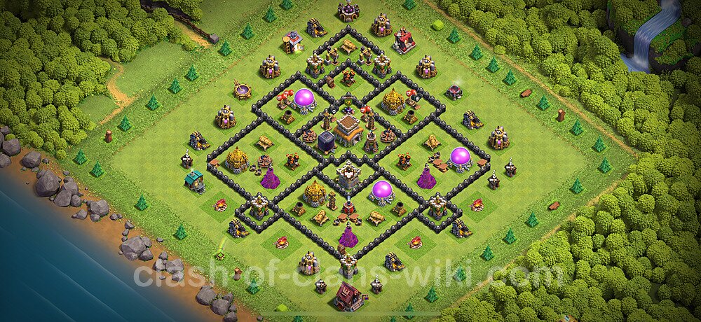 TH8 Anti 2 Stars Base Plan with Link, Copy Town Hall 8 Base Design 2025, #2782