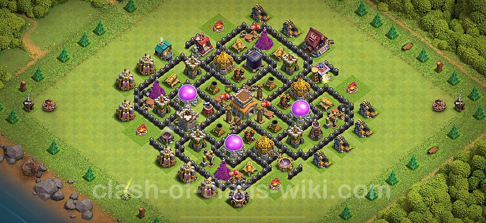 TH8 Anti 2 Stars Base Plan with Link, Hybrid, Copy Town Hall 8 Base Design 2025, #2987