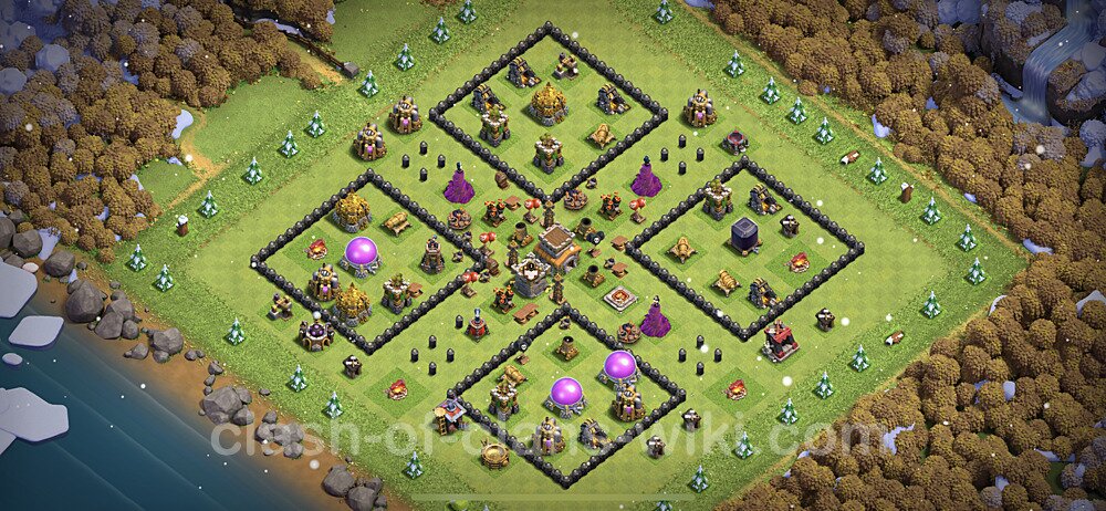 TH8 Anti 2 Stars Base Plan with Link, Anti Everything, Copy Town Hall 8 Base Design 2023, #411
