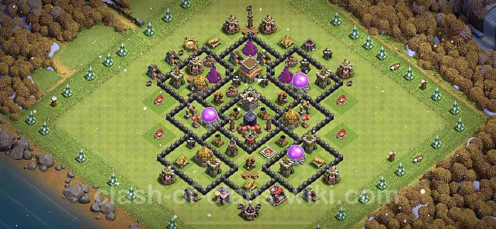 TH8 Trophy Base Plan with Link, Anti Everything, Hybrid, Copy Town Hall 8 Base Design 2023, #419