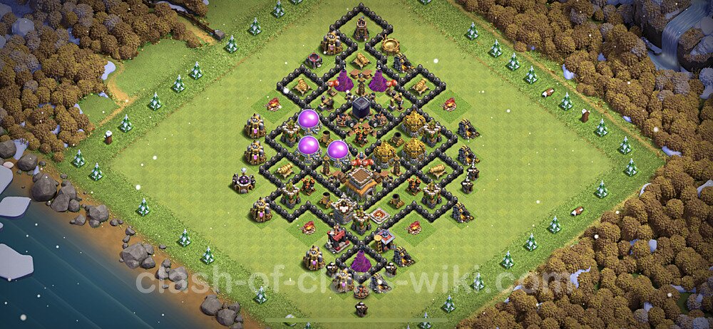 TH8 Trophy Base Plan with Link, Anti Everything, Hybrid, Copy Town Hall 8 Base Design 2023, #435