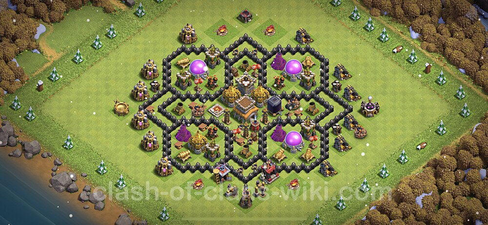 TH8 Anti 2 Stars Base Plan with Link, Anti Everything, Copy Town Hall 8 Base Design 2023, #436