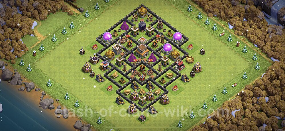 Anti Everything TH8 Base Plan with Link, Hybrid, Copy Town Hall 8 Design, #438
