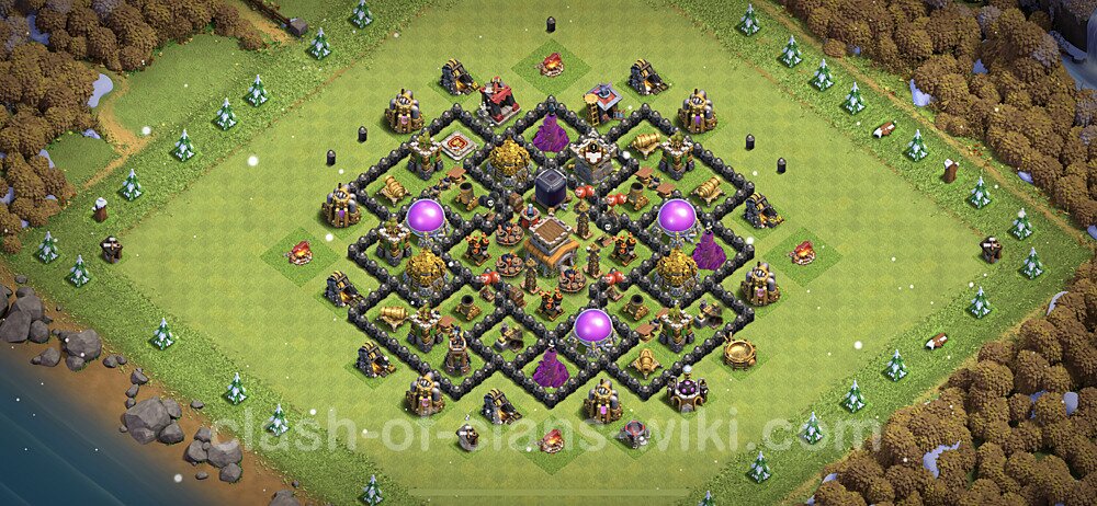 Anti Everything TH8 Base Plan with Link, Hybrid, Copy Town Hall 8 Design, #450