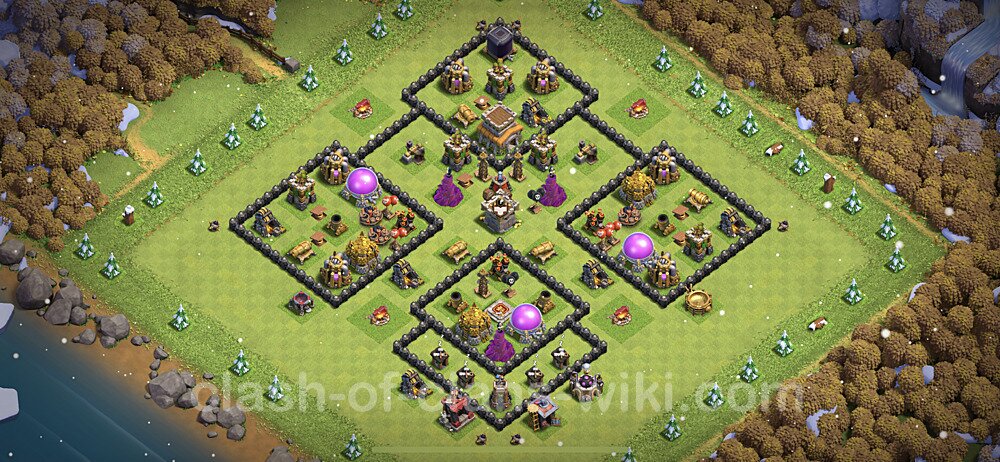 Anti Everything TH8 Base Plan with Link, Hybrid, Copy Town Hall 8 Design, #451