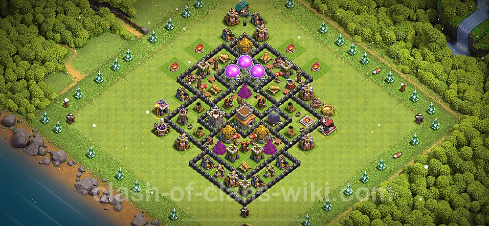 TH8 Trophy Base Plan with Link, Legend League, Hybrid, Copy Town Hall 8 Base Design 2023, #859