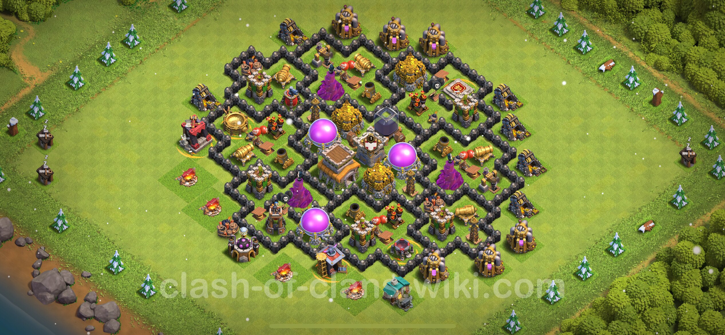 Farming Base TH8 with Link, Hybrid Clash of Clans 2023 Town Hall Level 8 Base Copy, 600