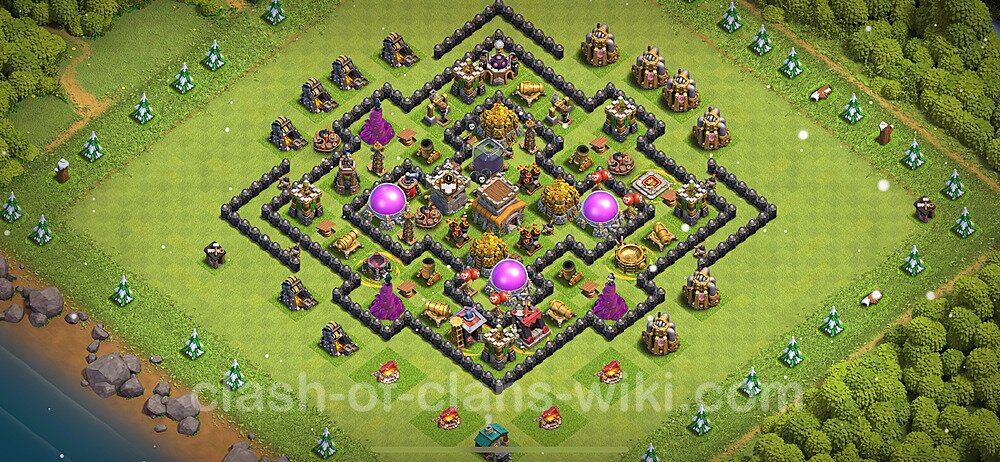 Base plan TH8 Max Levels with Link, Anti 3 Stars for Farming 2024, #1554