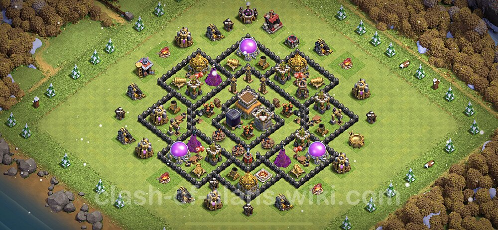 Base plan TH8 (design / layout) with Link, Anti 3 Stars, Hybrid for Farming 2023, #184