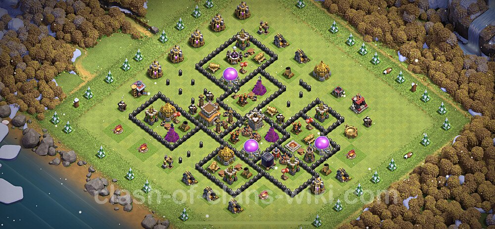 Base plan TH8 Max Levels with Link, Hybrid for Farming 2023, #189