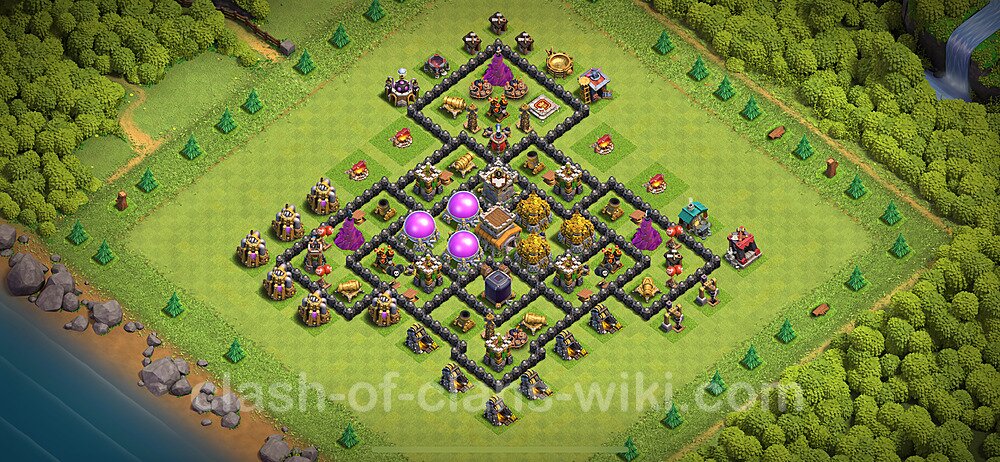 Base plan TH8 Max Levels with Link, Anti Everything for Farming 2024, #1943