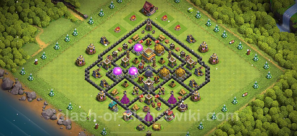 Maxato Municipio livello 8 Base + Link, Ibrido - Miglior Disposizione villaggio per Farming COC 2024 TH8, #2090