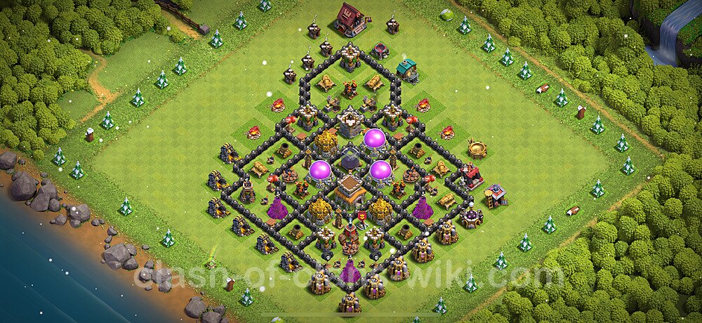 Base plan TH8 Max Levels with Link, Anti Everything for Farming 2025, #2414