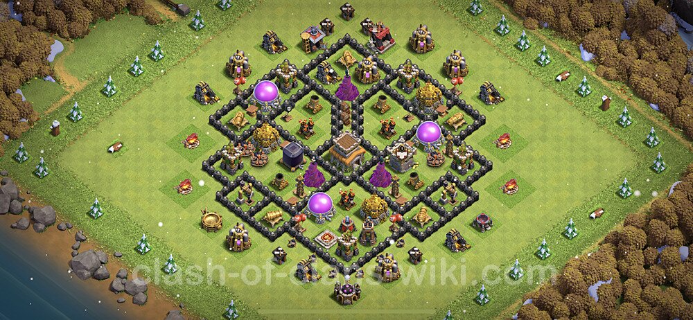 Base plan TH8 Max Levels with Link, Anti Everything for Farming 2023, #563