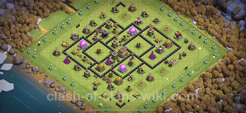 Base plan TH8 Max Levels with Link, Anti Air / Dragon for Farming 2023, #577