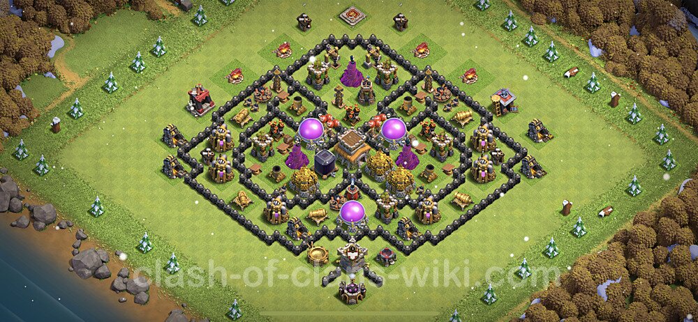 Base plan TH8 Max Levels with Link, Hybrid for Farming 2023, #578