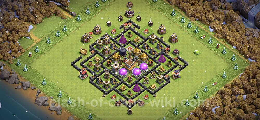 Base plan TH8 (design / layout) with Link, Anti Everything, Hybrid for Farming 2023, #589