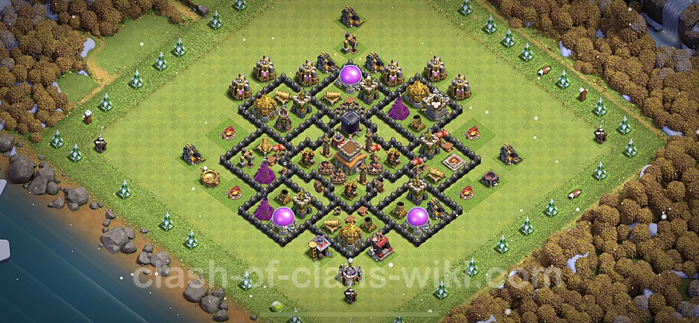 Base plan TH8 Max Levels with Link, Anti Everything for Farming, #590