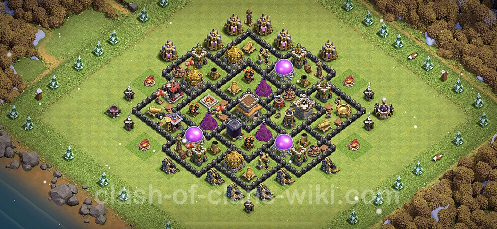 Base plan TH8 (design / layout) with Link, Anti Everything, Anti Air / Dragon for Farming, #591