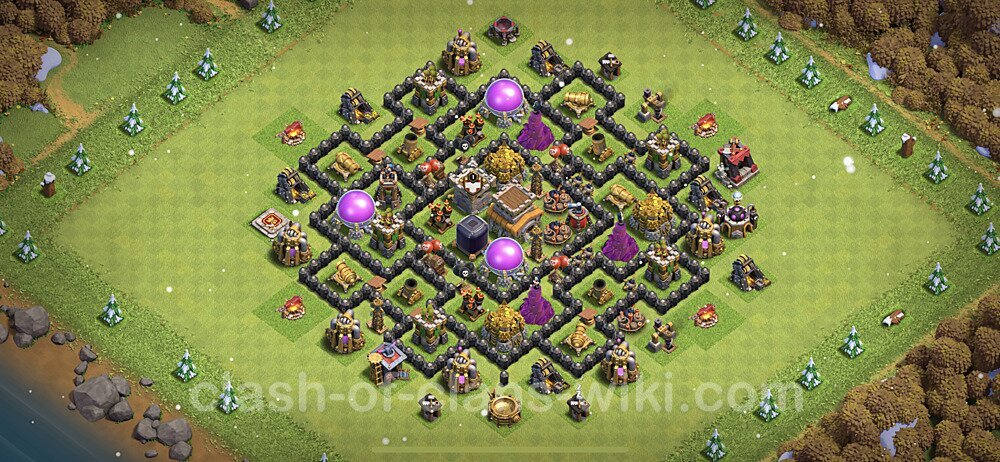 Base plan TH8 (design / layout) with Link, Anti 3 Stars, Hybrid for Farming, #593