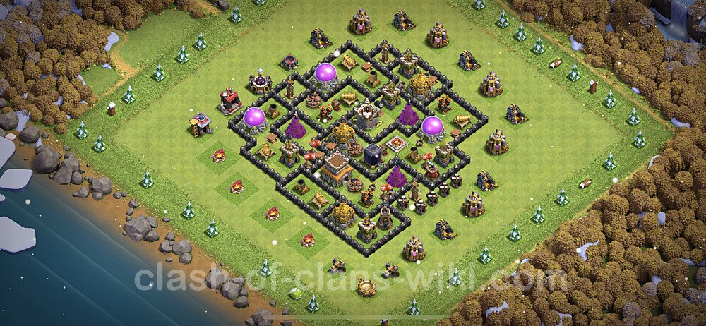 Base plan TH8 (design / layout) with Link, Anti Everything, Hybrid for Farming, #596