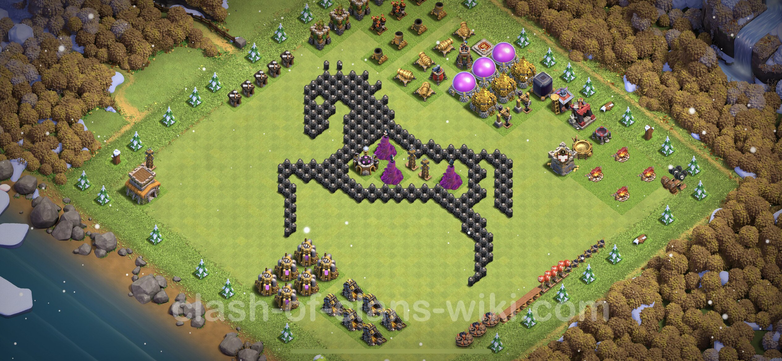 Funny Troll Base Th8 With Link Town Hall Level 8 Art Base Copy 8