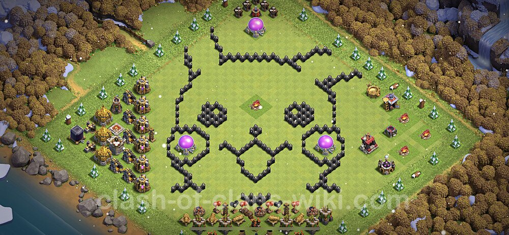 TH8 Troll Base Plan with Link, Copy Town Hall 8 Funny Art Layout, #11