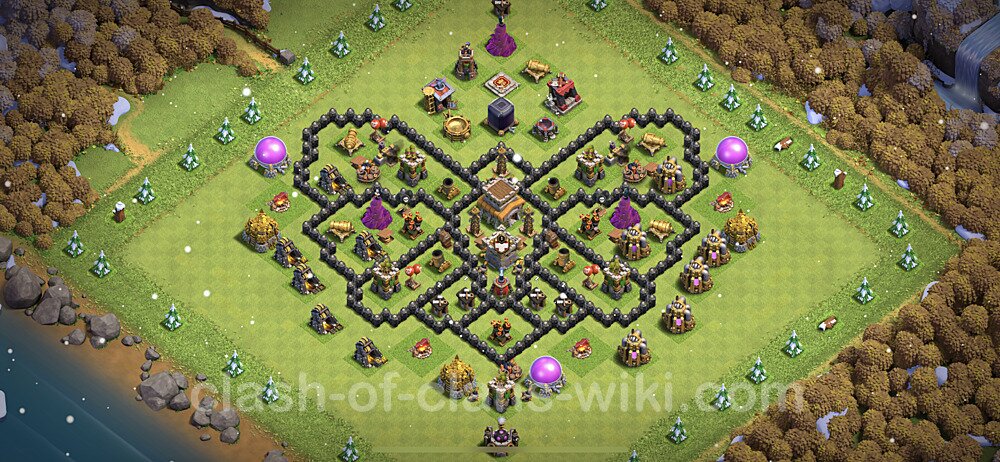 TH8 Troll Base Plan with Link, Copy Town Hall 8 Funny Art Layout, #12