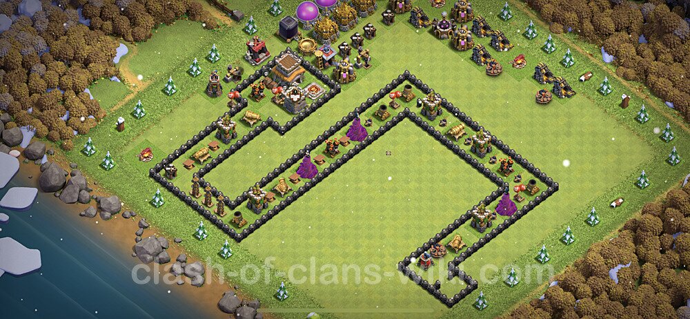 TH8 Troll Base Plan with Link, Copy Town Hall 8 Funny Art Layout, #13