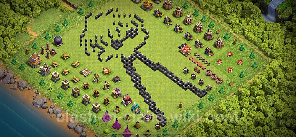 Funny Troll Diseño de aldea Ayuntamiento 8 Copiar - COC TH8 Perfecta Distribucion 2024 + Enlace, #1876