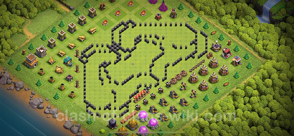 TH8 Troll Base Plan with Link, Copy Town Hall 8 Funny Art Layout 2024, #1965