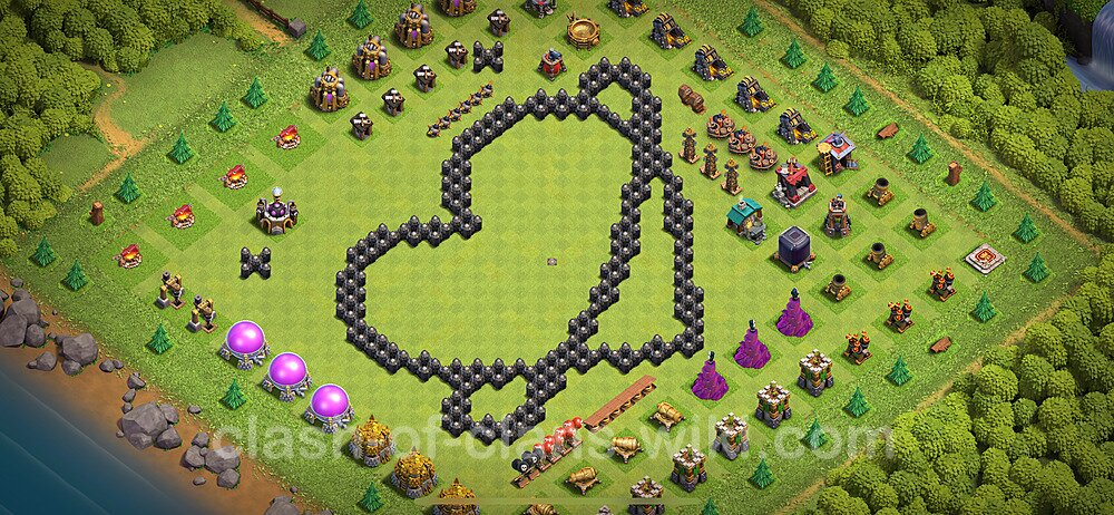 TH8 Troll Base Plan with Link, Copy Town Hall 8 Funny Art Layout 2024, #1966