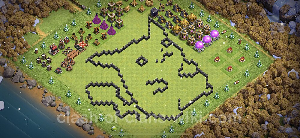 TH8 Troll Base Plan with Link, Copy Town Hall 8 Funny Art Layout 2023, #2