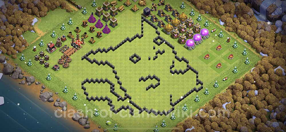 TH8 Troll Base Plan with Link, Copy Town Hall 8 Funny Art Layout, #2