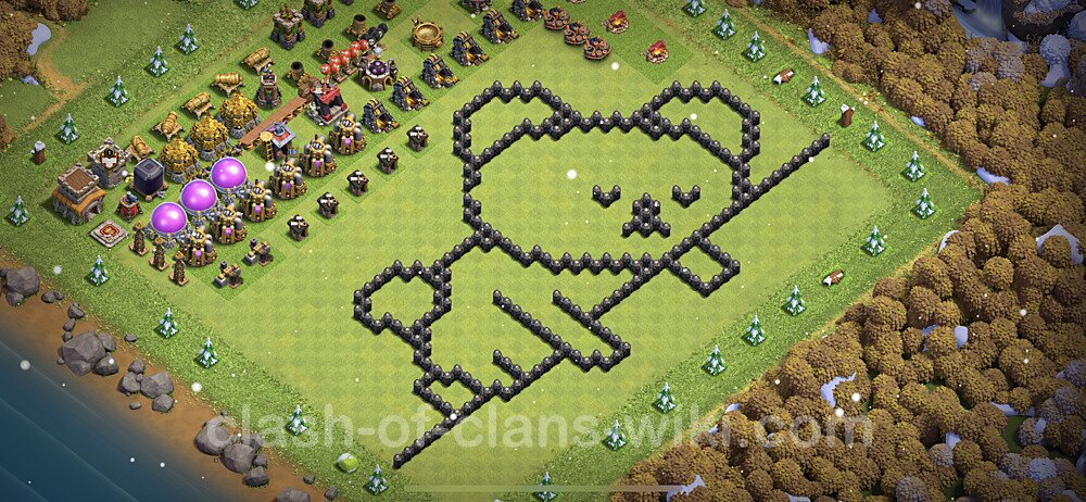 TH8 Troll Base Plan with Link, Copy Town Hall 8 Funny Art Layout, #20
