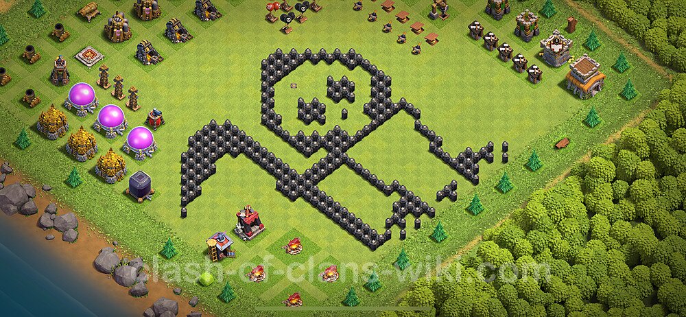 TH8 Troll Base Plan with Link, Copy Town Hall 8 Funny Art Layout, #2012