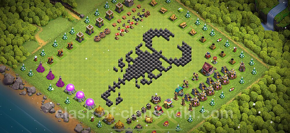 TH8 Troll Base Plan with Link, Copy Town Hall 8 Funny Art Layout 2025, #2066