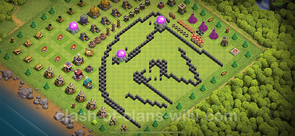 TH8 Troll Base Plan with Link, Copy Town Hall 8 Funny Art Layout 2024, #2093