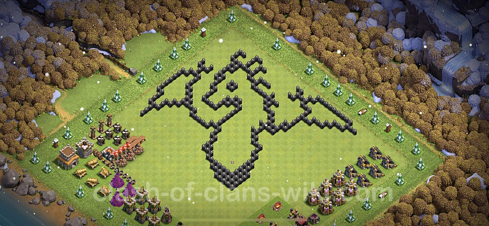 TH8 Troll Base Plan with Link, Copy Town Hall 8 Funny Art Layout, #21