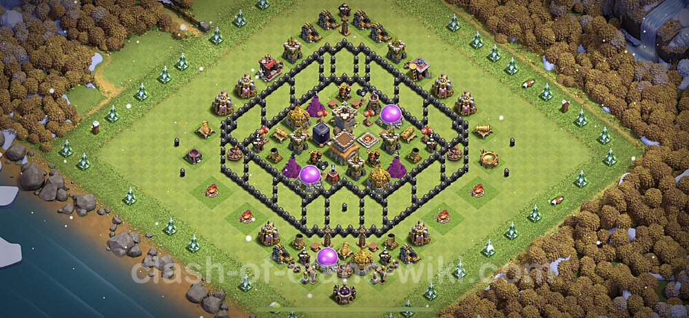 TH8 Troll Base Plan with Link, Copy Town Hall 8 Funny Art Layout 2023, #5