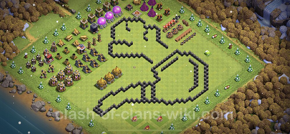 TH8 Troll Base Plan with Link, Copy Town Hall 8 Funny Art Layout 2023, #6