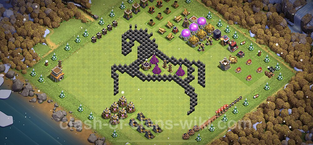 TH8 Troll Base Plan with Link, Copy Town Hall 8 Funny Art Layout, #8